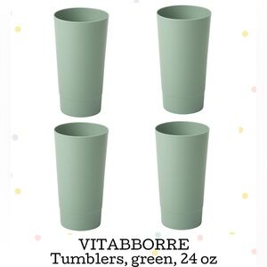 VITABBORRE Green Reusable Plastic Tumblers - Set of 4